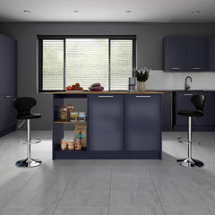 Poem Kitchen Island With Large Dining Countertop, Double Door Cabinet with Interior Storage Shelves and, Two Open Shelves