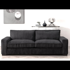 Odysseus Corduroy Sofa with Sleek Design, Spacious and Comfortable 3 Seater Couch for Modern Living Room, Ideal for Entertainment and Cozy Moments, Large, Black
