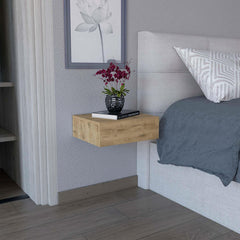 Galaxy Floating Nightstand , End Table, Side Table Wall-Mounted with Drawer -Macadamia -Bedroom
