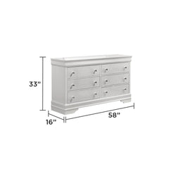 Iphigenia Modern Style 6- Drawer Dresser Made with Wood in White(Only Dresser)