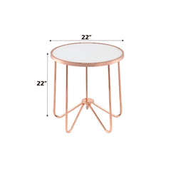 Perseus Frosted Glass & Rose Gold Finish End Table