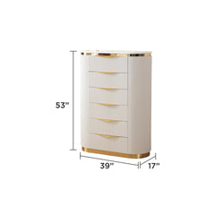 Pluto Gold Detailed Chest made with Wood in White
