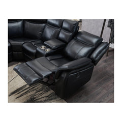 OLYMPUS BLACK LEATHER SECTIONAL