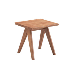 Natural Wood Armchair and Matching Square End Table, 2-Piece Living Room Set