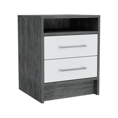 Apex Oak and White 2-Drawer 1-Shelf Rectangle Nightstand