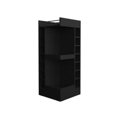 Eternity 46" Tall 3-Tier Corner Bar Cabinet with Fourteen Wine Bottle Cubbies, Living Room, Liquor Cabinet, Storage Cabinet Black