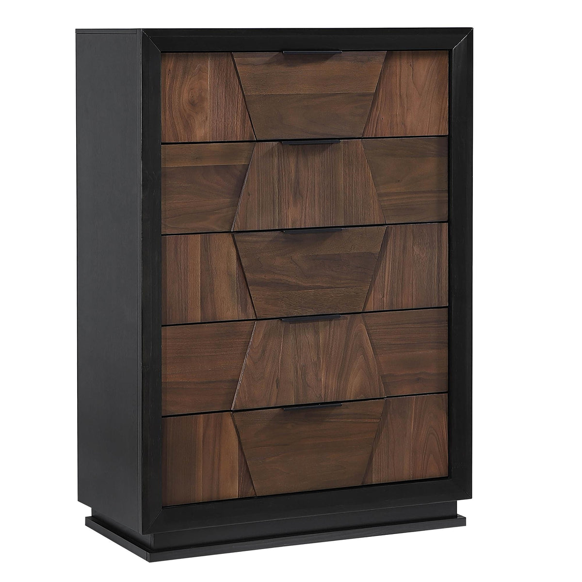 Neptune Traditional Style 5-Drawer Chest Made with Wood in Walnut