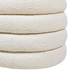 Tale 49" Upholstered Oval Storage Bench, Ivory White Boucle
