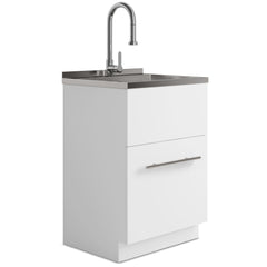 Diary - 24" Laundry Cabinet with Faucet and Stainless Steel Sink - White