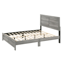 1pc Full Size Rustic Robust Platform Bed Clean-lined Headboard Wood Grain Finish Gray