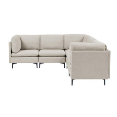 Linen Upholstered Modular Sectional with Metal Legs