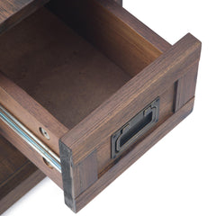 Hector - Narrow Side Table - Distressed Charcoal Brown