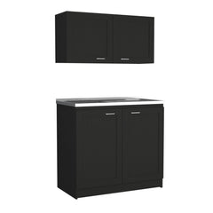Olympus Cabinet Set, Two Shelves Black