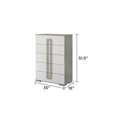 Display Contemporary Style 5-Drawer Chest Made with Wood in White