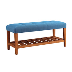 Hera Light Blue Fabric & Oak Finish Bench