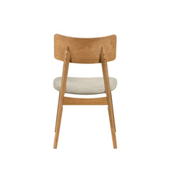 Dining Side Chairs Set of 2 Beige Fabric Upholstered Curve Back Natural Finish Wooden Furniture