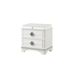 Aeneas Modern Style 2-Drawer Night stand Made with Wood, Hidden Jewelry Drawer and Crystal Accents in White