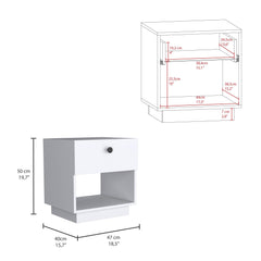 Venus 1 Drawer Nightstand , End Table, Side Table Open Lower Shelf -White