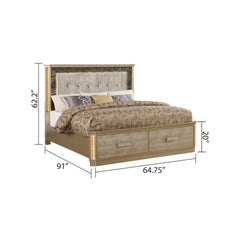 Paradise Modern style Queen Bed Made with Wood in Gold