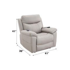 Camelot Light Gray Polished Microfiber Power Motion Recliner with Lift, Heating & Massage Chair