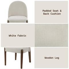 Demeter White Fabric & Oak Finish Side Chair (Set of 2)