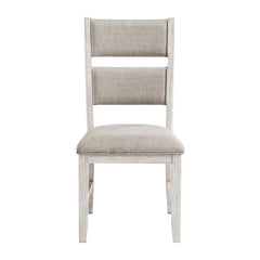 Modern Farmhouse Dining Side Chairs Set of 2 Antique White Finish Upholstered Seat Back Wooden Furniture