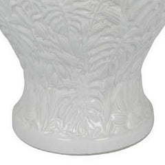 Aurora 18 Inch Temple Jar, Embossed Design, Removable Lid, White Finish