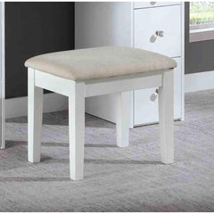 Contemporary Style 1pc Vanity Set 3mm Mirror LED Lights Storage Drawers Wooden Glides White Finish Stool Included Bedroom Furniture