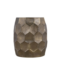 ELYSIUM Modern Contemporary Aluminum material 21" Height End Table, Side Table with Glossy Diamond-Patterned Base Gold