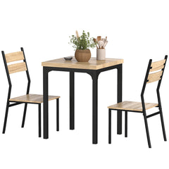 3 Piece Dining Table Set for 2, Modern Kitchen Table and Chairs, Dining Room Set for Breakfast Nook, Light Wood Grain
