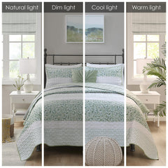 Harmony 4 Piece Seersucker Quilt Set with Throw Pillow