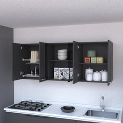 59-inch Two Center Glass Doors Wall Cabinet Wenge