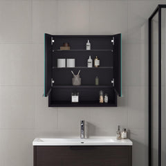 Display Cabinet, One Open Shelf, Three Interior Shelves, Black