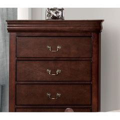 Dark Cherry Finish Transitional Style Chest 1pc Bracket Legs Dust Proof Case Hanging Drawers Pull English Dovetail Drawers Bedroom Furniture
