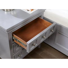 Transitional Style Gray Color Solid wood 1pc Nightstand Only Bedroom Furniture Bedside Table Round Knobs 3-Drawers Nightstand