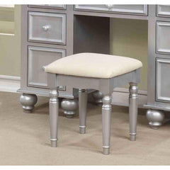 Transitional Style  1pc Vanity w/ Stool Set Knob Handles Storage Drawers 3-Sidded Mirror Silver Finish Bedroom Furniture