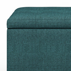 Gallery 34 inch Wide Storage Ottoman in Teal Polyester Fabric
