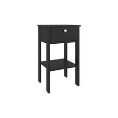 Jason Nightstand With One Drawer And Open Shelf, Modern Bedside Table, Black
