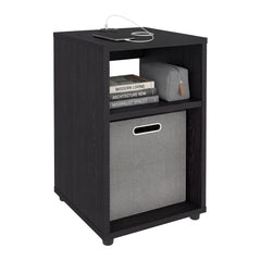 Symphony Lite Side Table and Nightstand with Integrated USB Charging Station and 2 Open Storage Shelves, Compact Side Table