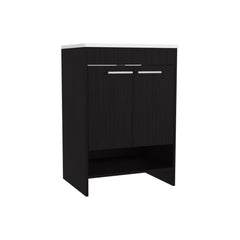 Hector Floor Vanity With Four Drawers And Two Open Shelves, Black