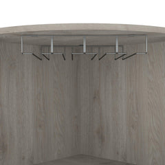 Story Corner Bar Cabinet, Eight Bottle Cubbies, Double Door, Two Open Shelves Light Gray