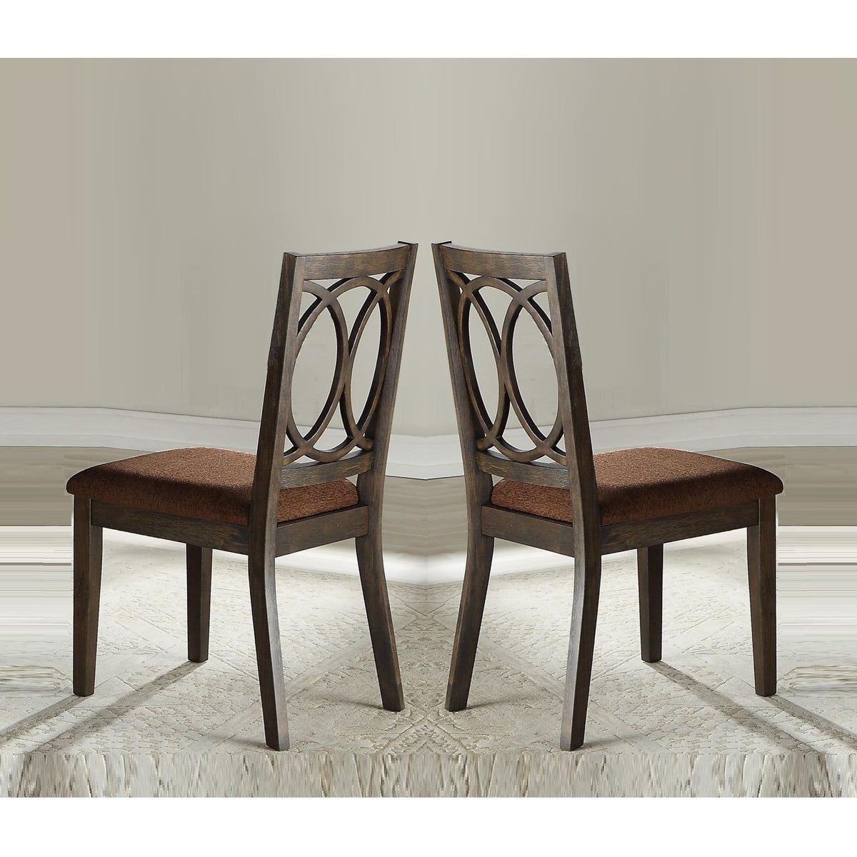 Classic Transitional Style Dining Chairs 2pc Set Espresso Finish Wood Frame Brown Seat Upholstery Dining Furniture