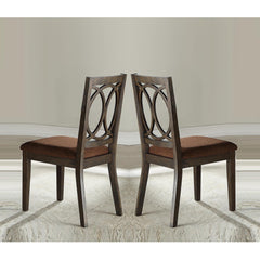 Classic Transitional Style Dining Chairs 2pc Set Espresso Finish Wood Frame Brown Seat Upholstery Dining Furniture