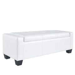 50.5" Faux Leather Rectangular Tufted Storage Ottoman for Living Room, Entryway, or Bedroom, White