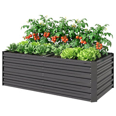 Galvanized Raised Garden Bed, Steel Outdoor Planters with Reinforced Rods, 71" x 36" x 23", Dark Gray