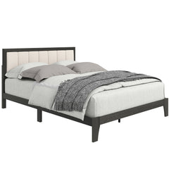Queen Size Bed Frame with Headboard, Platform Bed Frame with Wooden Slats No Box Spring Needed Charcoal Gray