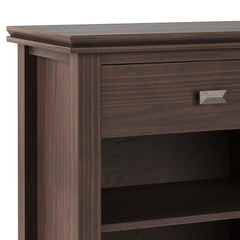 Demeter 24 inch Wide Solid Wood Bedside Table in Warm Walnut Brown