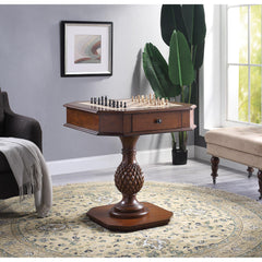 Celestia II Cherry Finish Reversible Chess Checker Game Table w/Game Tray (Chess Fingures Not Included)
