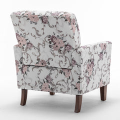 Haven Polyester Blend Armchair, Solid Birch Wood Frame with Brown Tapered Legs, Foam Padded Accent Chair with Trim Detail for Living Room Office