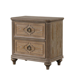 Agamemnon Contemporary 1pc Nightstand Rustic Oak Veneer Solid wood Bedside Table w USB-A And USB-C